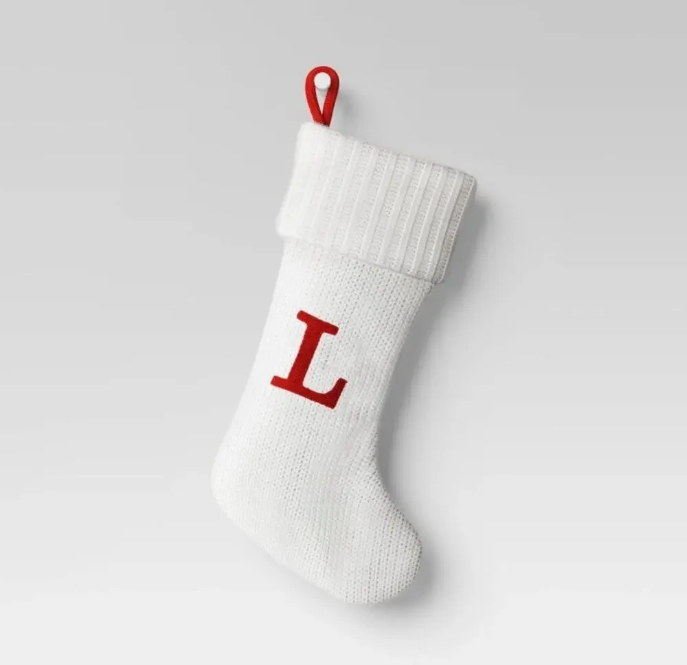 Knit Monogram Christmas Stocking White L - Wondershop